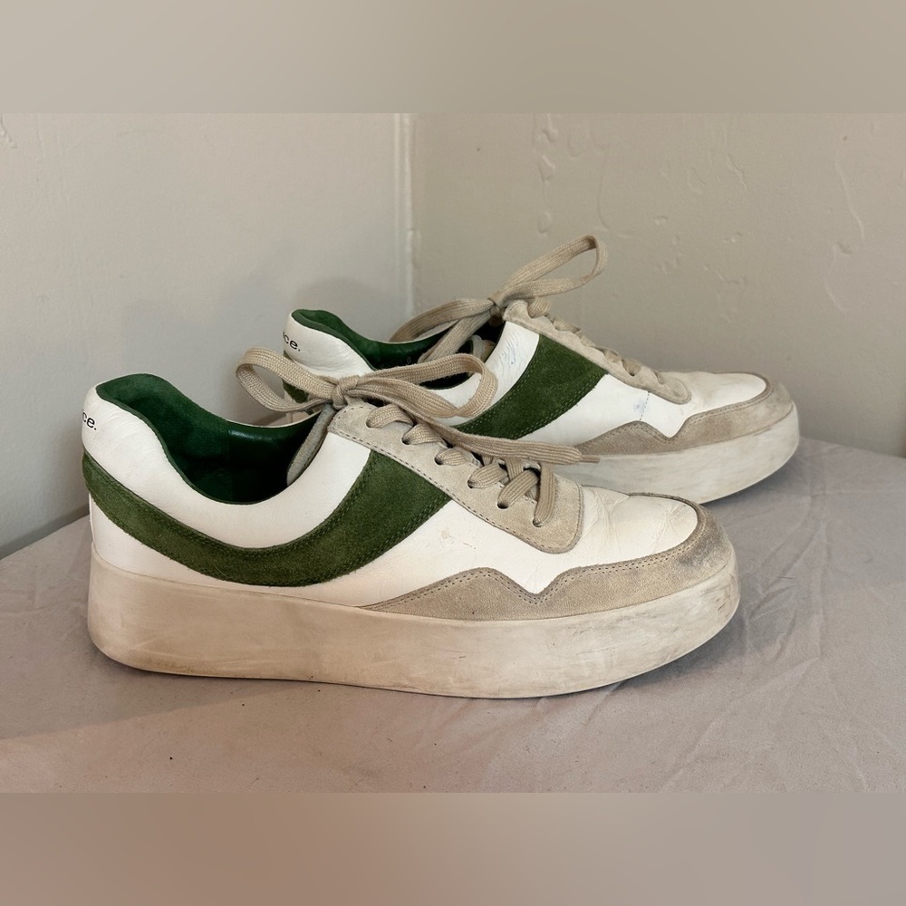 Vince Women’s Leather & Suede Low-Top Sneakers | Green & White Retro 8.5 - Picture 4 of 9
